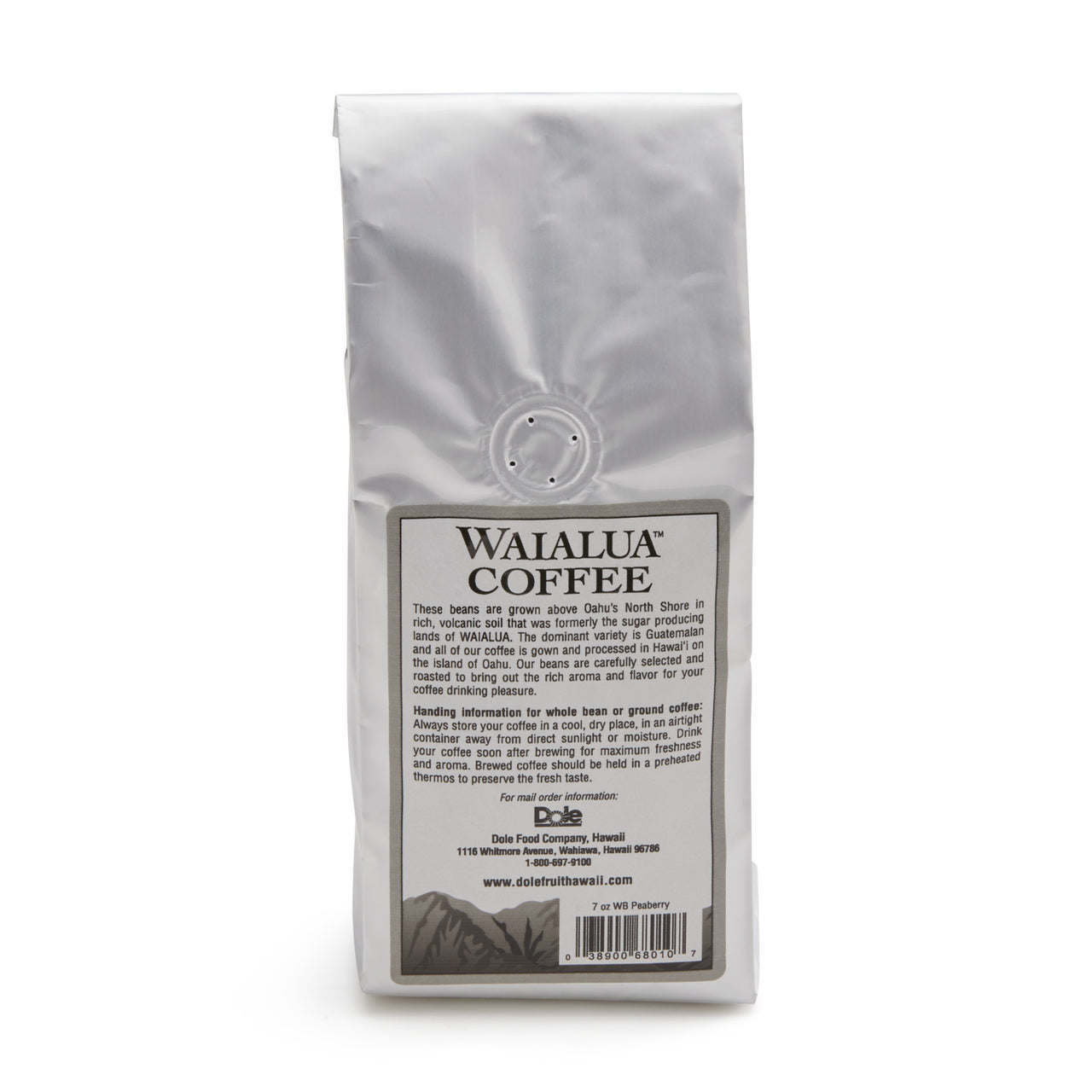 Peaberry Coffee Back of Bag